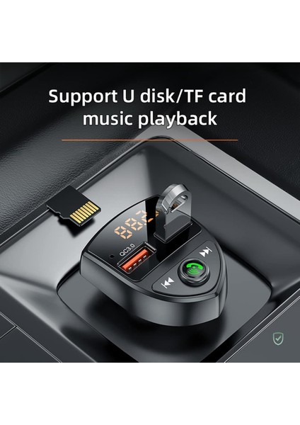 Araba Bluetooth Fm Verici, Kablosuz Bluetooth Araç Adaptörü Fm Radyo Adaptörü, Handsfree Desteği, Mp3 Çalar, Tf Kartı (Yurt Dışından) fırsatları