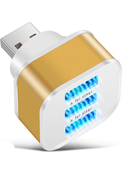 Usb2.0 Hub Splitter Hızlı Şarj 3 Port USB Genişletici Telefon Tablet Dizüstü Pc Şarj Adaptörü ile LED Göstergesi-B (Yurt Dışından)