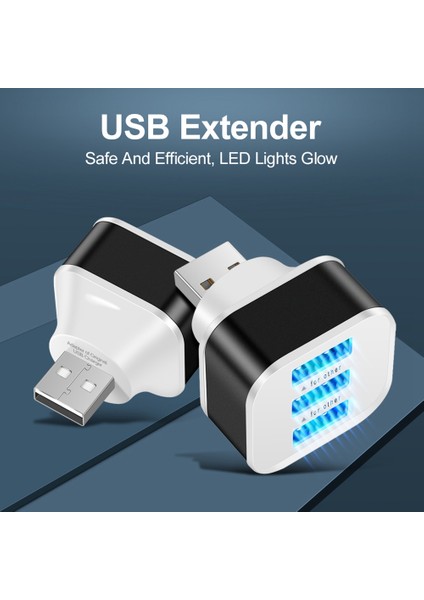 Usb2.0 Hub Splitter Hızlı Şarj 3 Port USB Genişletici Telefon Tablet Dizüstü Pc Şarj Adaptörü ile LED Göstergesi-B (Yurt Dışından) modelleri