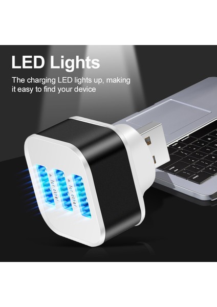 Usb2.0 Hub Splitter Hızlı Şarj 3 Port USB Genişletici Telefon Tablet Dizüstü Pc Şarj Adaptörü ile LED Göstergesi-B (Yurt Dışından) fırsatları