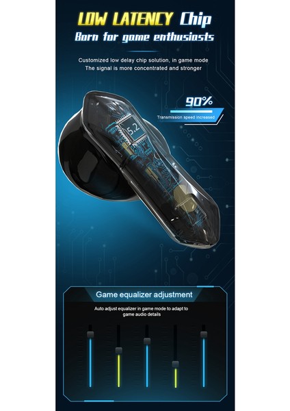 X16PRO Bluetooth 5.2 Kulaklık Oyun Kablosuz Kulaklık Su Geçirmez Kulaklık Kulakiçi Mikrofonlu Kulak Içi Kulaklıklar, Sarı (Yurt Dışından)