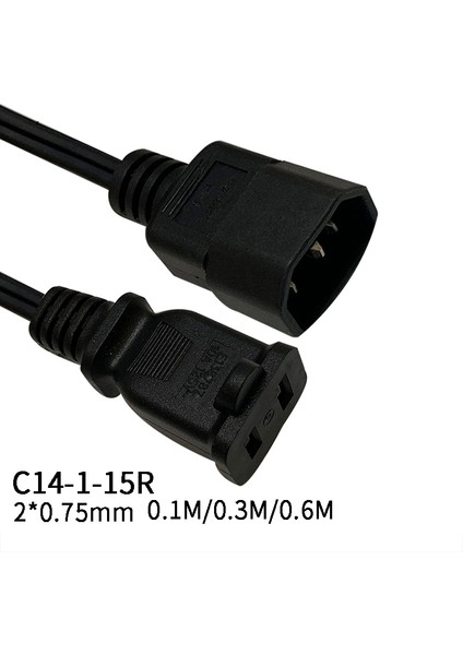 Iec 320 C14 Erkek Fiş Abd 2pin Dişi Soket Güç Adaptör Kablosu, C14 - Nema 1-15R 2 P Güç Adaptör Kablosu (0.1 Metre) (Yurt Dışından) fiyatları