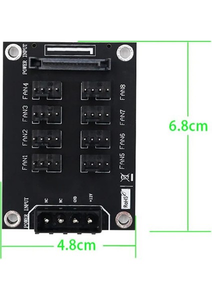 Evrensel 12V Bilgisayar Kasası Fan Hub Genişletme Kartı 8-Port Hub Çift Güç Bağlantı Noktası Giriş Fanı Hub Fan Adaptörü (Yurt Dışından)