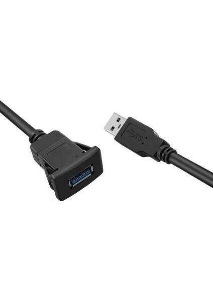 1m Soket Kablosu USB 3.0 Oto Araba Gömme Montaj Erkek - Dişi Uzatma Kablosu Pano Paneli Kare Ses Hattı Motosiklet Için (Tek Bağlantı Noktalı) (Yurt Dışından)