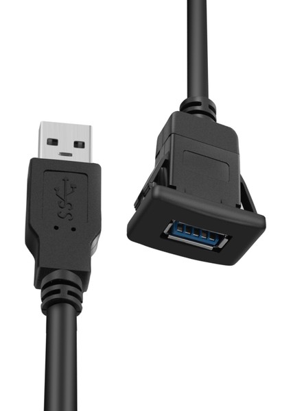 1m Soket Kablosu USB 3.0 Oto Araba Gömme Montaj Erkek - Dişi Uzatma Kablosu Pano Paneli Kare Ses Hattı Motosiklet Için (Tek Bağlantı Noktalı) (Yurt Dışından)