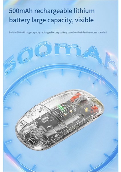 Dizüstü Bilgisayar/tablet Için Sessiz Kablosuz Bluetooth Fare 3 Modlu Şeffaf Fare 2.4g+Bt (Yurt Dışından) fiyatları
