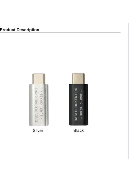 2pcs USB Type-C Veri Engelleyici Usb-C Juice Jak Adaptörü Desteği Hızlı Şarj (50V/5A) Veri Hırsızlığını Durdur (Siyah) (Yurt Dışından)