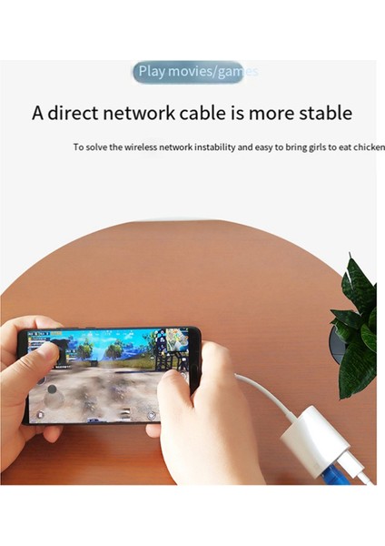 USB C - RJ45 Adaptörü 100 Mbps Ağ Kartı Hub Tv Kutusu Dizüstü Telefon Bağlantısı Ethernet Için C Tipi Şarj ile (Yurt Dışından)