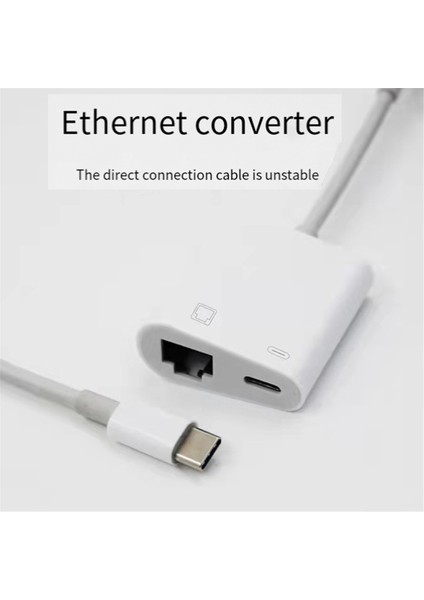USB C - RJ45 Adaptörü 100 Mbps Ağ Kartı Hub Tv Kutusu Dizüstü Telefon Bağlantısı Ethernet Için C Tipi Şarj ile (Yurt Dışından)