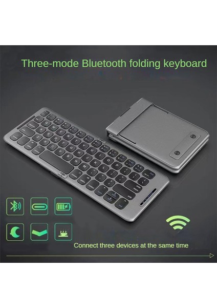 Bilgisayar Tablet Pc Telefon Klavyesi Için Windows Android Için Kullanışlı Katlanabilir Kablosuz Bluetooth Klavye USB Tip C (Yurt Dışından)