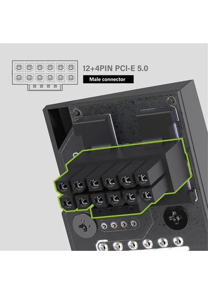 Güç Kaynağı Konektörü 16PIN(12+4PIN) Atx3.0 12VHPWR 450W Grafik Kartı Gpu 90 Derece Adaptör RTX4090 Siyah Std (Yurt Dışından)