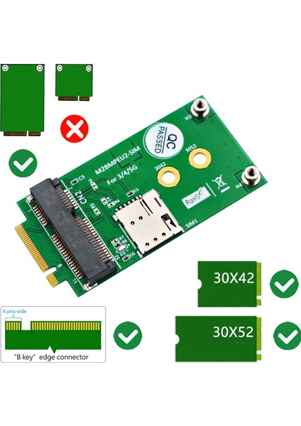Ngff M.2 B Anahtar Arayüzü Mini Pcı-E Mpcıe Kablosuz Adaptör Kartı Için Nano Yuvası ile 5g 4g 3g Lte Gsm Modülü (Yurt Dışından)