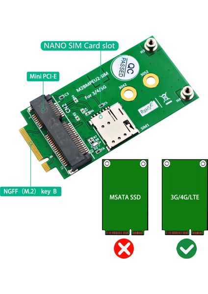 Ngff M.2 B Anahtar Arayüzü Mini Pcı-E Mpcıe Kablosuz Adaptör Kartı Için Nano Yuvası ile 5g 4g 3g Lte Gsm Modülü (Yurt Dışından)