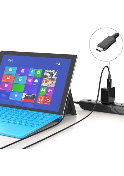 Surface Pro 6/5/4/3 Surface Laptop Için Naylon Örgülü Usb-C Şarj Kablosu 1.5 M 45W 15V Pd Güç Kaynağı Kablosu (Yurt Dışından)