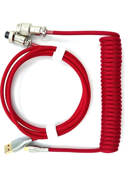 Mekanik Klavye Sarmal Kablo Tip C - USB Veri Kablosu Oyun Klavyesi Kablosu Mekanik Klavye Kablosu Kırmızı (Yurt Dışından)