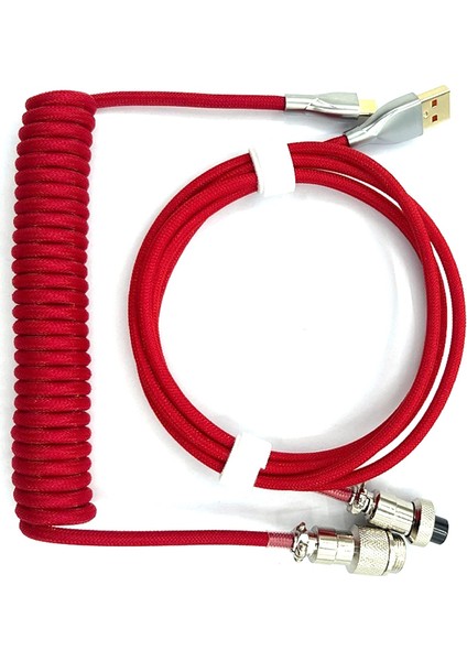 Mekanik Klavye Sarmal Kablo Tip C - USB Veri Kablosu Oyun Klavyesi Kablosu Mekanik Klavye Kablosu Kırmızı (Yurt Dışından)