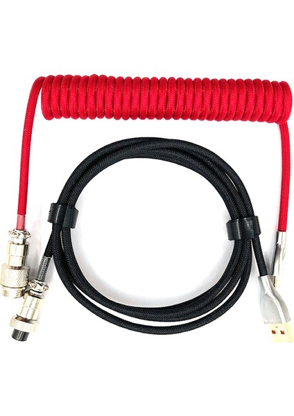 Mekanik Klavye Sarmal Kablo Tip C - USB Veri Kablosu Oyun Klavyesi Kablosu Mekanik Klavye Kablosu Kırmızı (Yurt Dışından)