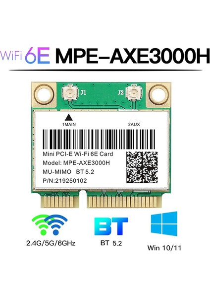Wifi 6e -AXE3000H Mini Pcı-E Wifi Kartı Bluetooth 5.2 AX210 Ağ Kartı 802.11AX/AC Kablosuz Adaptör (Yurt Dışından)
