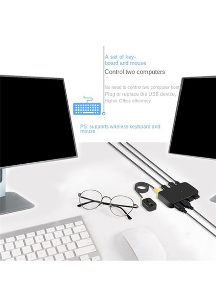 Kvm Switcher USB Switcher Paylaşılan Denetleyici Hub Adaptörü USB 2 Giriş 4 Çıkış Dizüstü Bilgisayar Yazıcı Klavye Fare Monitör (Yurt Dışından)
