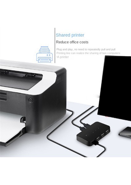 Kvm Switcher USB Switcher Paylaşılan Denetleyici Hub Adaptörü USB 2 Giriş 4 Çıkış Dizüstü Bilgisayar Yazıcı Klavye Fare Monitör (Yurt Dışından)