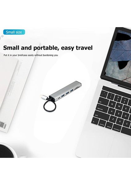 6'sı 1 Arada USB C Hub Tip-C - Usb3.0x3+Pdx1+Sd/tfx1 Kart Okuyucu Bağlantı Istasyonu, Tip-C Sabit Sürücü Güç Kaynağı Bağlantı Noktasına Sahip (Yurt Dışından) indirimleri