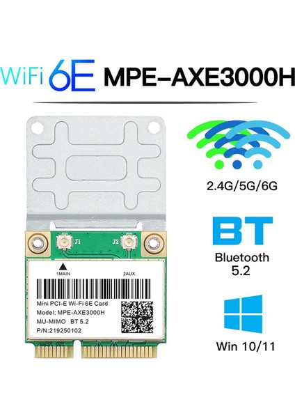 Wifi 6e -AXE3000H Mini Pcı-E Wifi Kartı Bluetooth 5.2 AX210 Ağ Kartı 802.11AX/AC Kablosuz Adaptör (Yurt Dışından)