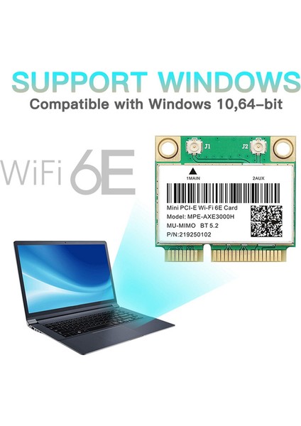 Wifi 6e -AXE3000H Mini Pcı-E Wifi Kartı Bluetooth 5.2 AX210 Ağ Kartı 802.11AX/AC Kablosuz Adaptör (Yurt Dışından)