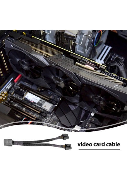 2 Adet Gpu Pcıe 8 Pin Dişi Çift 2x 8 Pin (6+2) Erkek Pcı Express Güç Adaptörü Örgülü Y-Splitter Uzatma Kablosu, 20 cm (Yurt Dışından)