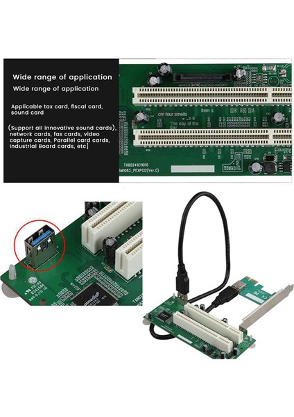 Masaüstü Pcı-Express Pcı-E - Pcı Adaptör Kartı Pcıe - Çift Pci Yuvası Genişletme Kartı USB 3.0 Ek Kart Dönüştürücü (Yurt Dışından)