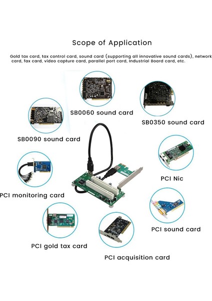 Masaüstü Pcı-Express Pcı-E - Pcı Adaptör Kartı Pcıe - Çift Pci Yuvası Genişletme Kartı USB 3.0 Ek Kart Dönüştürücü (Yurt Dışından)