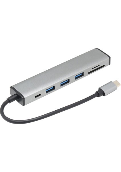 6'sı 1 Arada USB C Hub Tip-C - Usb3.0x3+Pdx1+Sd/tfx1 Kart Okuyucu Bağlantı Istasyonu, Tip-C Sabit Sürücü Güç Kaynağı Bağlantı Noktasına Sahip (Yurt Dışından)