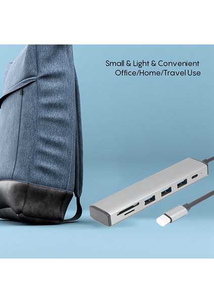 6'sı 1 Arada USB C Hub Tip-C - Usb3.0x3+Pdx1+Sd/tfx1 Kart Okuyucu Bağlantı Istasyonu, Tip-C Sabit Sürücü Güç Kaynağı Bağlantı Noktasına Sahip (Yurt Dışından)