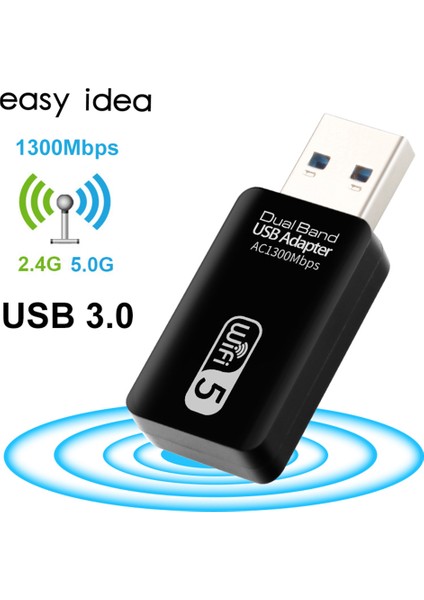USB Wifi Adaptörü 5ghz Wifi USB Adaptörü AC1300MBPS Wifi Adaptörü Çift Bant USB 3.0 Ethernet 2.4g 5g Wifi Anteni (Yurt Dışından)
