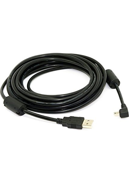 Mini USB B Tipi 5pin Erkek Sağ Açılı 90 Derece USB 2.0 Emı Ferrit Çekirdekli Erkek Veri Kablosu 5 Metre (Yurt Dışından)