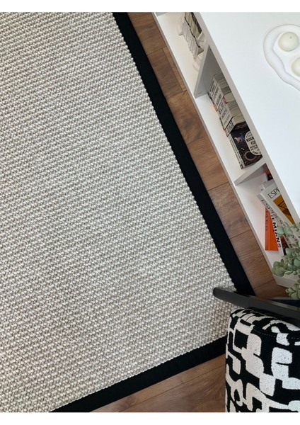Kumaş Bordür Bej Bukle Siyah Bordür Halı Salon Koridor Mutfak Çocuk Odası Halısı Kilim S263 fırsatları