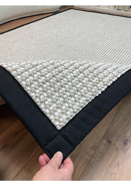 Kumaş Bordür Bej Bukle Siyah Bordür Halı Salon Koridor Mutfak Çocuk Odası Halısı Kilim S263 indirimleri