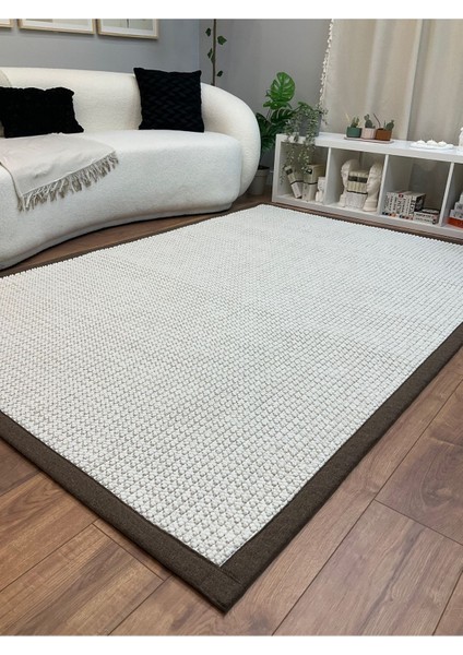 Kumaş Bordür Bej Bukle Siyah Bordür Halı Salon Koridor Mutfak Çocuk Odası Halısı Kilim S263
