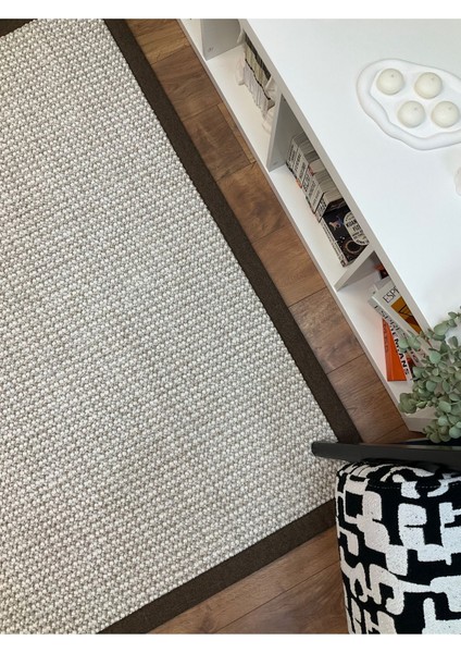 Kumaş Bordür Bej Bukle Siyah Bordür Halı Salon Koridor Mutfak Çocuk Odası Halısı Kilim S263 indirimleri