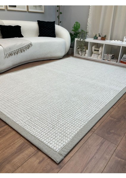 Kumaş Bordür Bej Bukle Siyah Bordür Halı Salon Koridor Mutfak Çocuk Odası Halısı Kilim S263