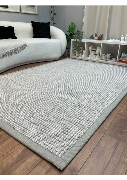 Kumaş Bordür Bej Bukle Siyah Bordür Halı Salon Koridor Mutfak Çocuk Odası Halısı Kilim S263