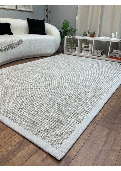 Kumaş Bordür Bej Bukle Siyah Bordür Halı Salon Koridor Mutfak Çocuk Odası Halısı Kilim S263
