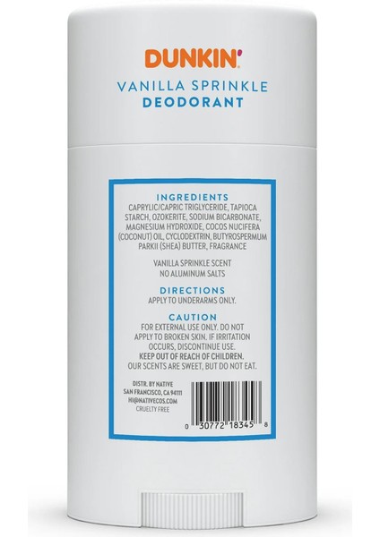 Dunkin Vanilla Sprinkle Alüminyumsuz Stick Deodorant 75 gr fiyatları
