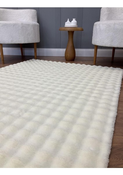 Puffy Bubble Tavşan Tüyü Kaymaz Makinede Yıkanabilir Salon Koridor Mutfak Halı