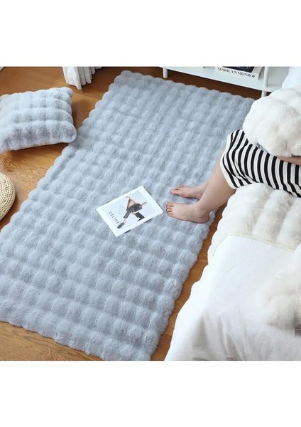 Puffy Bubble Tavşan Tüyü Kaymaz Makinede Yıkanabilir Salon Koridor Mutfak Halı