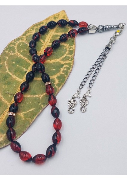 Siyah Kırmızı Arpa Kesim Deniz Atı Alpaka Püsküllü Ateş Kehribar Tesbih fırsatları