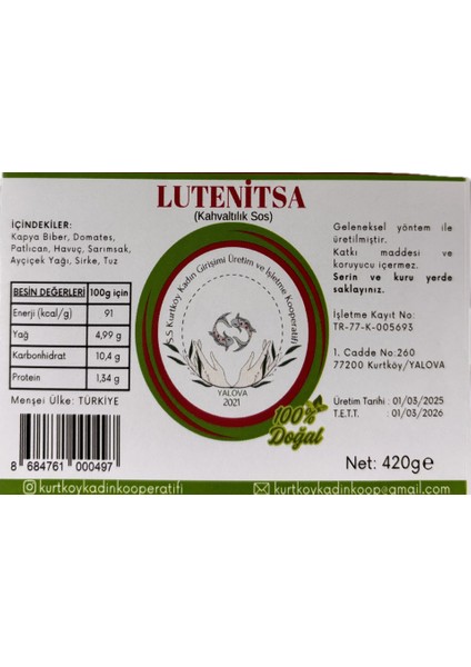 Lutenitsa Kahvaltılık Sosu 420 gr fiyatları
