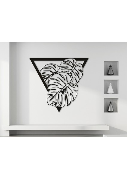 Büyük Yapraklı Bitki Sülieti 3D Duvar Dekoru - Şık ve Minimalist Tasarım (19 cm )