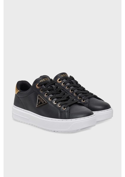 Denesa Deri Karışımlı Logolu Kalın Taban Sneaker Ayakkabı FLJD12LEA12 Bayan Ayakkabı FLJD12 LEA12 Blkgo