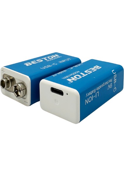 USB Type-C Kablo ile Şarj Edilebilir Lityum Pil 9V – 1000MAH Walkie-Talkie Telsiz Pili