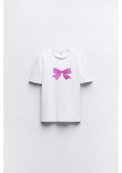 Fiyonk Tasarım Baskılı Beyaz Kadın T-Shirt indirimleri